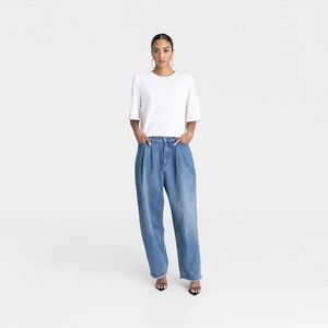 KBB by Kahlana Woman's High Rise Barrel-Leg Jeans